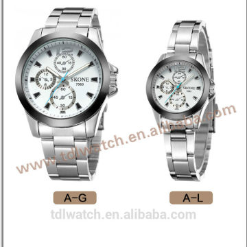 Stainless steel back water resist leather watch couple watches for bracelet gift